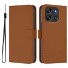 For Blackview Oscal Flat 1C Skin Feel Solid Color Leather Phone Case with Lanyard(Brown) - 2