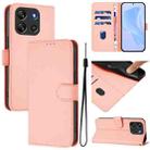 For Blackview Oscal Flat 1C Skin Feel Solid Color Leather Phone Case with Lanyard(Pink) - 1