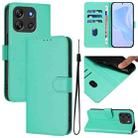 For Blackview Oscal Flat 1C Skin Feel Solid Color Leather Phone Case with Lanyard(Green) - 1