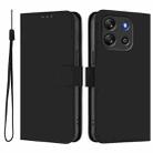 For Blackview Oscal Flat 1C Skin Feel Solid Color Leather Phone Case with Lanyard(Black) - 2
