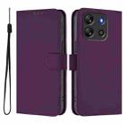 For Blackview Oscal Flat 1C Skin Feel Solid Color Leather Phone Case with Lanyard(Violet) - 2