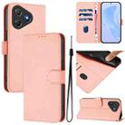For Blackview Oscal Flat 2 / 2C Skin Feel Solid Color Leather Phone Case with Lanyard(Pink) - 1