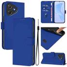 For Blackview Oscal Flat 2 / 2C Skin Feel Solid Color Leather Phone Case with Lanyard(Dark Blue) - 1