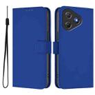 For Blackview Oscal Flat 2 / 2C Skin Feel Solid Color Leather Phone Case with Lanyard(Dark Blue) - 2