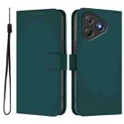 For Blackview Oscal Flat 2 / 2C Skin Feel Solid Color Leather Phone Case with Lanyard(Dark Green) - 2