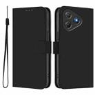 For Blackview Oscal Flat 2 / 2C Skin Feel Solid Color Leather Phone Case with Lanyard(Black) - 2