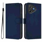 For Blackview Oscal Flat 2 / 2C Skin Feel Solid Color Leather Phone Case with Lanyard(Navy Blue) - 2