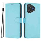 For Blackview Oscal Flat 2 / 2C Skin Feel Solid Color Leather Phone Case with Lanyard(Sky Blue) - 2