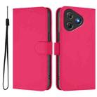 For Blackview Oscal Flat 2 / 2C Skin Feel Solid Color Leather Phone Case with Lanyard(Rose Red) - 2