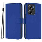 For Blackview Oscal Tiger Skin Feel Solid Color Leather Phone Case with Lanyard(Dark Blue) - 2