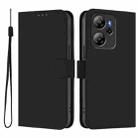 For Blackview Oscal Tiger Skin Feel Solid Color Leather Phone Case with Lanyard(Black) - 2