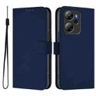 For Blackview Oscal Tiger Skin Feel Solid Color Leather Phone Case with Lanyard(Navy Blue) - 2