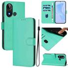 For BLU C9 Skin Feel Solid Color Leather Phone Case with Lanyard(Green) - 1