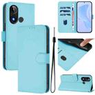 For BLU C9 Skin Feel Solid Color Leather Phone Case with Lanyard(Sky Blue) - 1