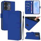 For BLU View 5 Skin Feel Solid Color Leather Phone Case with Lanyard(Dark Blue) - 1