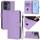 For BLU View 5 Skin Feel Solid Color Leather Phone Case with Lanyard(Lavender Purple) - 1