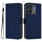 For BLU View 5 Skin Feel Solid Color Leather Phone Case with Lanyard(Navy Blue) - 2