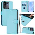 For BLU View 5 Skin Feel Solid Color Leather Phone Case with Lanyard(Sky Blue) - 1