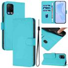 For BLU View 5 Pro Skin Feel Solid Color Leather Phone Case with Lanyard(Lake Blue) - 1