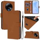 For BLU Bold K50 Skin Feel Solid Color Leather Phone Case with Lanyard(Brown) - 1