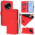 For BLU Bold K50 Skin Feel Solid Color Leather Phone Case with Lanyard(Red) - 1