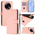 For BLU Bold K50 Skin Feel Solid Color Leather Phone Case with Lanyard(Pink) - 1