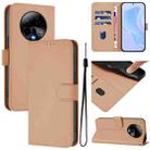 For BLU Bold K50 Skin Feel Solid Color Leather Phone Case with Lanyard(Nude) - 1