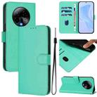 For BLU Bold K50 Skin Feel Solid Color Leather Phone Case with Lanyard(Green) - 1