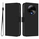 For BLU Bold K50 Skin Feel Solid Color Leather Phone Case with Lanyard(Black) - 2