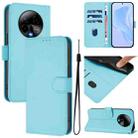 For BLU Bold K50 Skin Feel Solid Color Leather Phone Case with Lanyard(Sky Blue) - 1