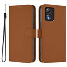 For Boost MobIle Celero 5G SC Skin Feel Solid Color Leather Phone Case with Lanyard(Brown) - 2