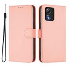 For Boost MobIle Celero 5G SC Skin Feel Solid Color Leather Phone Case with Lanyard(Pink) - 2