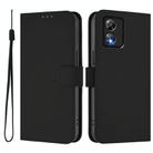 For Boost MobIle Celero 5G SC Skin Feel Solid Color Leather Phone Case with Lanyard(Black) - 2