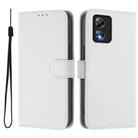 For Boost MobIle Celero 5G SC Skin Feel Solid Color Leather Phone Case with Lanyard(White) - 2