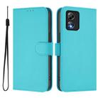 For Boost MobIle Celero 5G SC Skin Feel Solid Color Leather Phone Case with Lanyard(Lake Blue) - 2