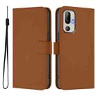 For HTC U24 Pro Skin Feel Solid Color Leather Phone Case with Lanyard(Brown) - 2