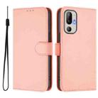 For HTC U24 Pro Skin Feel Solid Color Leather Phone Case with Lanyard(Pink) - 2