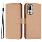 For HTC U24 Pro Skin Feel Solid Color Leather Phone Case with Lanyard(Nude) - 2