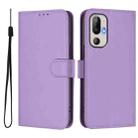 For HTC U24 Pro Skin Feel Solid Color Leather Phone Case with Lanyard(Lavender Purple) - 2