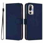 For HTC U24 Pro Skin Feel Solid Color Leather Phone Case with Lanyard(Navy Blue) - 2