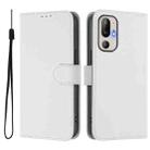 For HTC U24 Pro Skin Feel Solid Color Leather Phone Case with Lanyard(White) - 2