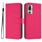 For HTC U24 Pro Skin Feel Solid Color Leather Phone Case with Lanyard(Rose Red) - 2