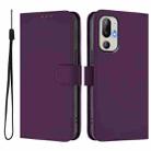 For HTC U24 Pro Skin Feel Solid Color Leather Phone Case with Lanyard(Violet) - 2
