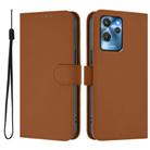 For Oukitel C32 Skin Feel Solid Color Leather Phone Case with Lanyard(Brown) - 2