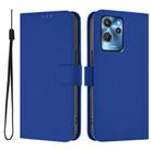 For Oukitel C32 Skin Feel Solid Color Leather Phone Case with Lanyard(Dark Blue) - 2