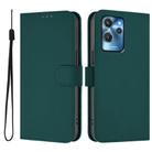 For Oukitel C32 Skin Feel Solid Color Leather Phone Case with Lanyard(Dark Green) - 2