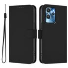 For Oukitel C32 Skin Feel Solid Color Leather Phone Case with Lanyard(Black) - 2