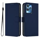 For Oukitel C32 Skin Feel Solid Color Leather Phone Case with Lanyard(Navy Blue) - 2