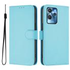For Oukitel C32 Skin Feel Solid Color Leather Phone Case with Lanyard(Sky Blue) - 2