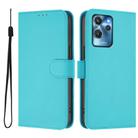 For Oukitel C32 Skin Feel Solid Color Leather Phone Case with Lanyard(Lake Blue) - 2